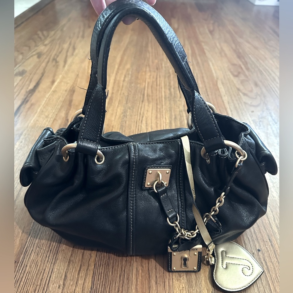 Vintage 2000s Black Leather Juicy Coutour Born in the Glamorous USA